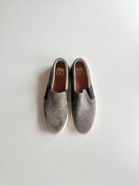 FRYE Miller Grey Nubuck Leather Slip On Sneakers, Size 12